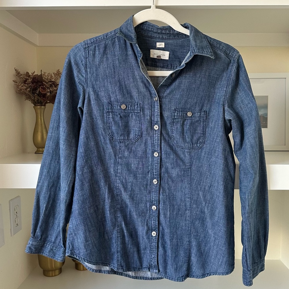 Dark Denim Button Down Top